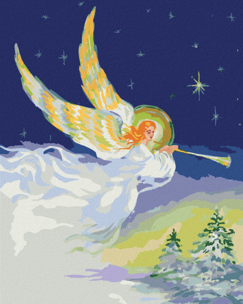 Paint by Numbers - CHRISTMAS ANGEL WITH GOLDEN WINGS