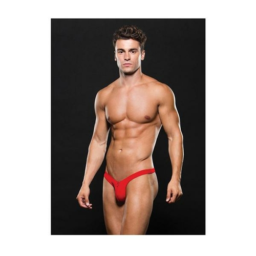 Microfibre Low Rise Zip Thong Red