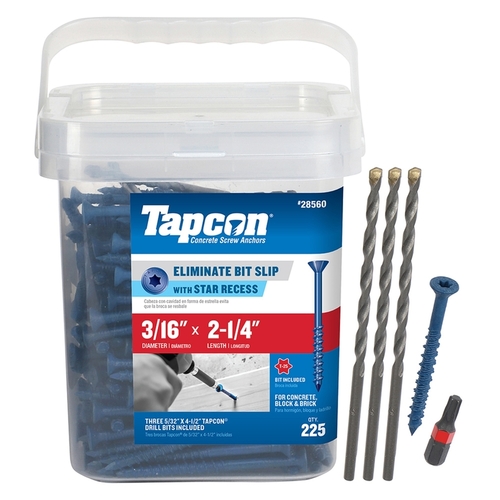Tapcon 5033632 2.25 in. Star Flat Head Concrete Screws, Pack of 25
