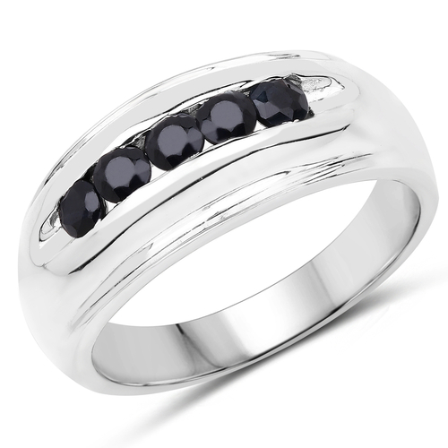 0.50 Carat Genuine Black Sapphire .925 Sterling Silver Ring