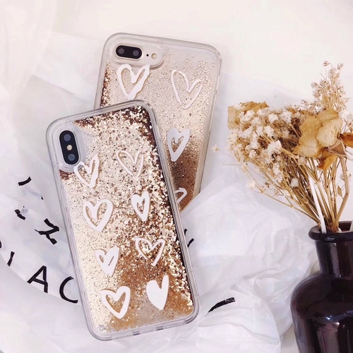 Luxury Gold Heart Quicksand Liquid Phone Case