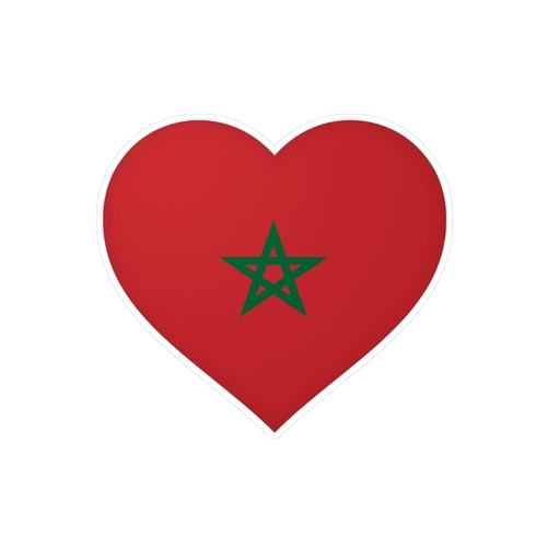 Autocollant en coeur Drapeau du Maroc en plusieurs tailles