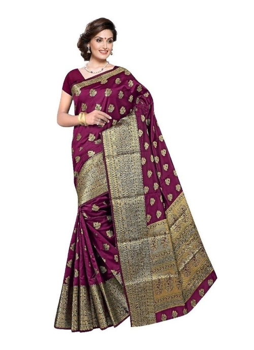 Generic Women's Cotton Silk Saree (Megentha, 5-6