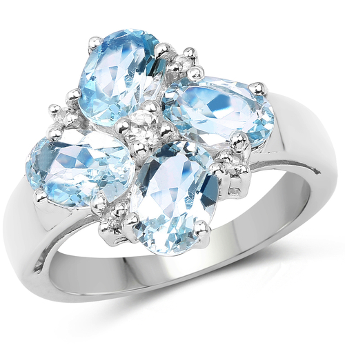 3.94 Carat Genuine Blue Topaz and White Topaz .925 Sterling Silver