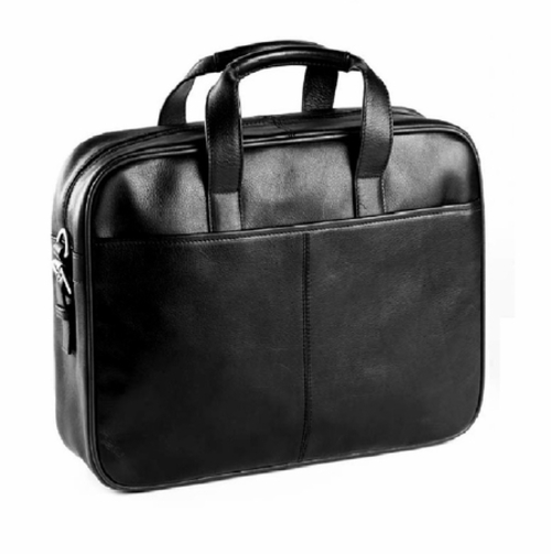 Bullet Blocker BBBCHDQQQQ Bulletproof Leather 2-Handle Briefcase - Bla
