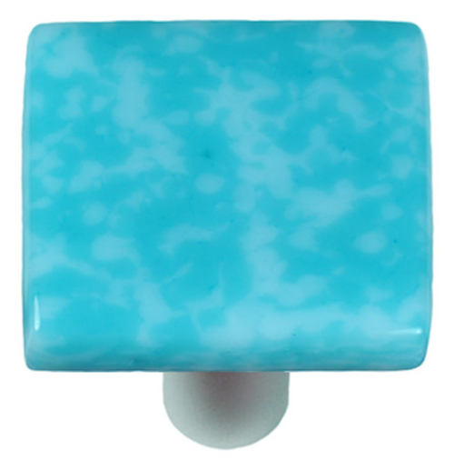 Hot Knobs HK8054-KA Granite Turquoise Blue & White Square Glass Cabine