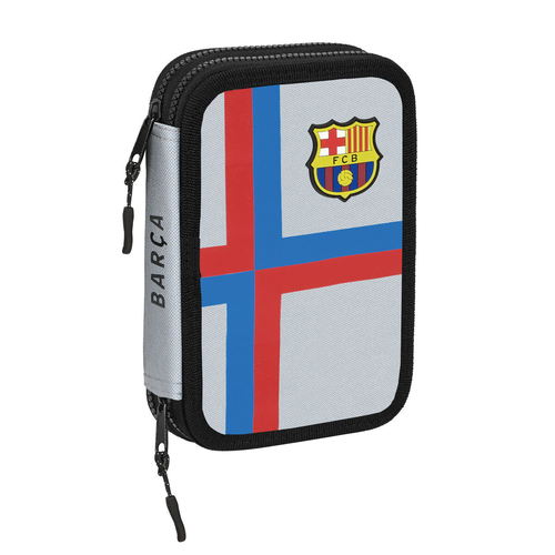 Double Pencil Case F.C. Barcelona Grey (13.5 x 20.5 x 4.5 cm) (34