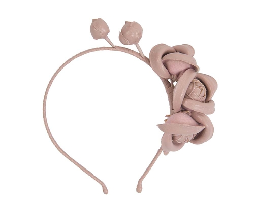 Taupe leather flowers headband