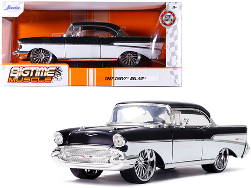 1957 Chevrolet Bel Air Black and White \Bigtime Muscle\" 1/24 Diecast