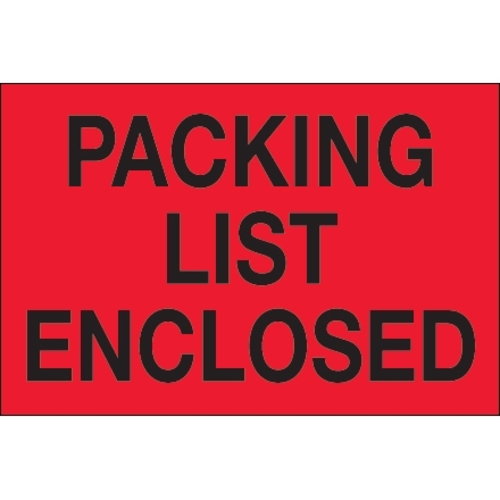 Tape Logic DL1202 2 x 3 in. - Packing List Enclosed Fluorescent Red La