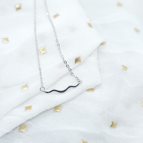 925 Silver Sterling Wave Zig Zag Minimalist Ocean Wave Sea Surf