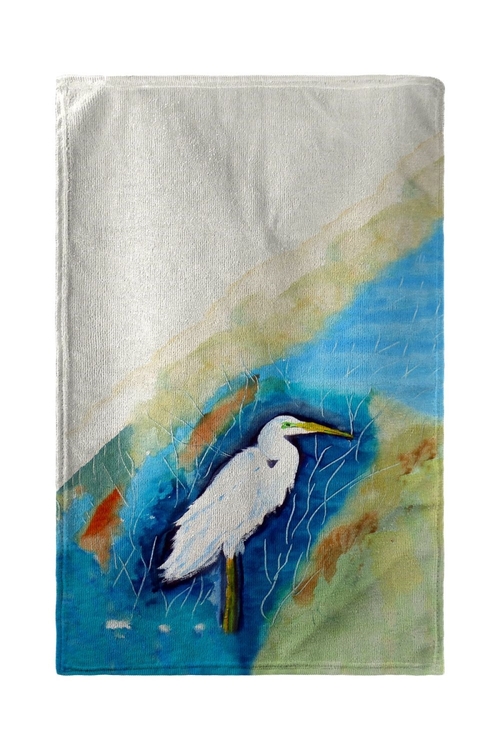 Betsy Drake BT399 30 x 50 in. Great Egret Right Beach Towel
