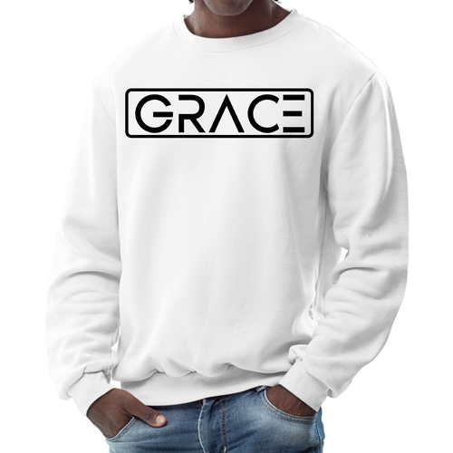 Mens Graphic Sweatshirt - Grace Christian Black Illustration