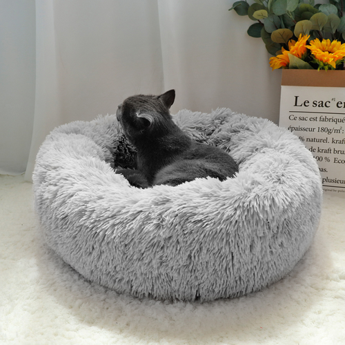 Warm Fleece Dog Cat Bed Round Dog Kennel Pet Cat