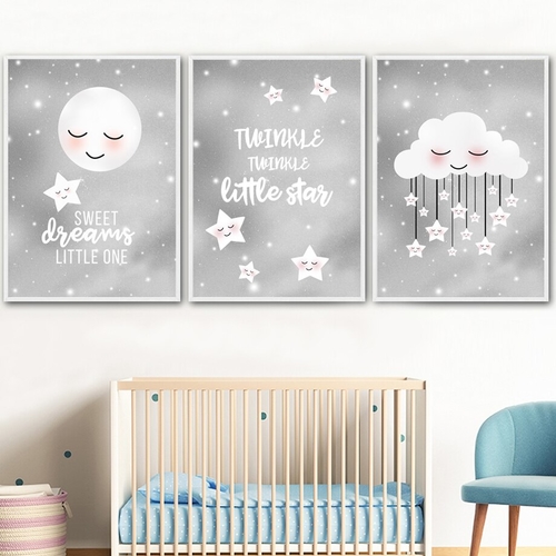 Little Star Moon Cloud Nursery Wall Art