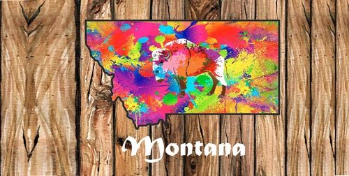 State Of  Montana License Plate Watercolor Art Painting