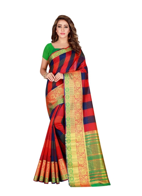 Generic Women's Cotton Saree with Blouse (Multi,