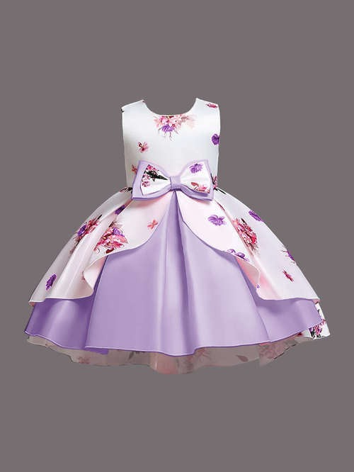 Main Girl's Satin Floral Printed Frock 3-4-YEAR image
