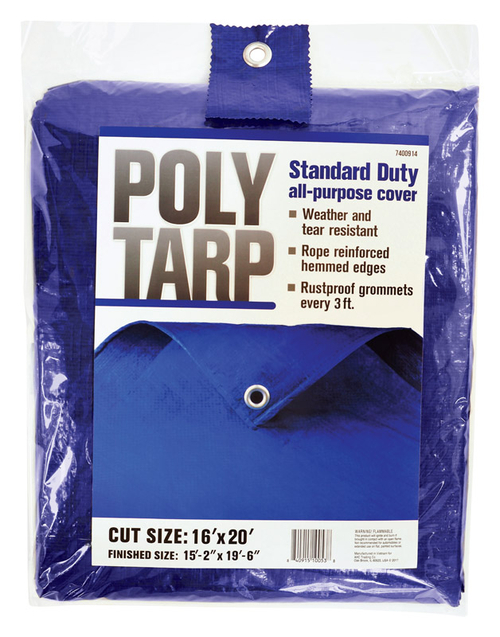 Projex 7400914 16 x 20 ft. Light Duty Polyethylene Tarp, Blue