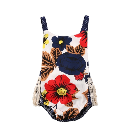 New Floral Tassel Backless Newborn Baby Kids