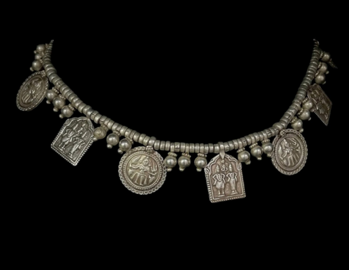 Silver Beads Choker with Gods