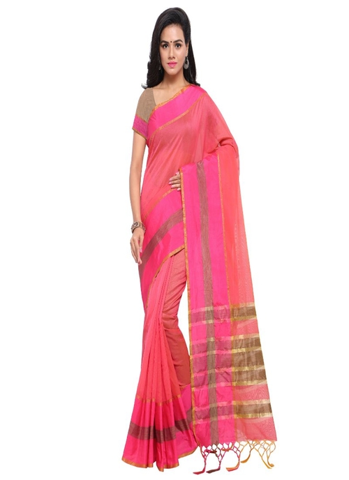 Generic Women's Cotton Silk Saree (Pink, 5-6 Mtrs)