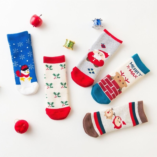 5 Pairs Christmas Baby Socks Children Autumn