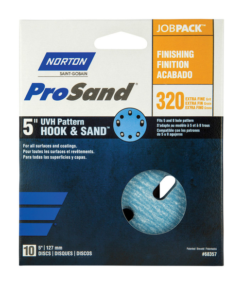 Norton 1918648 ProSand 5 in. Ceramic Blend Hook & Loop 5 & 8 Hole UVH 