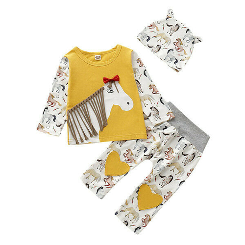 Cute Newborn Baby Kids Girl Boy Clothes Sets Horse