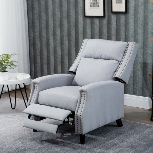 HOMCOM Linen Recliner Sofa Sleeper with Footrest, Grey