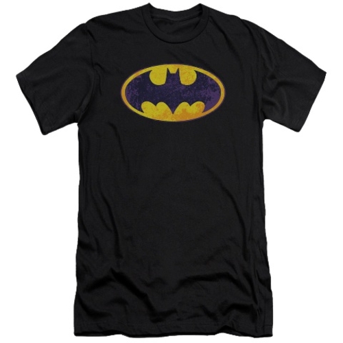 Trevco Batman-Bm Neon Distress Logo - Short Sleeve Adult 30-1 Tee - Bl