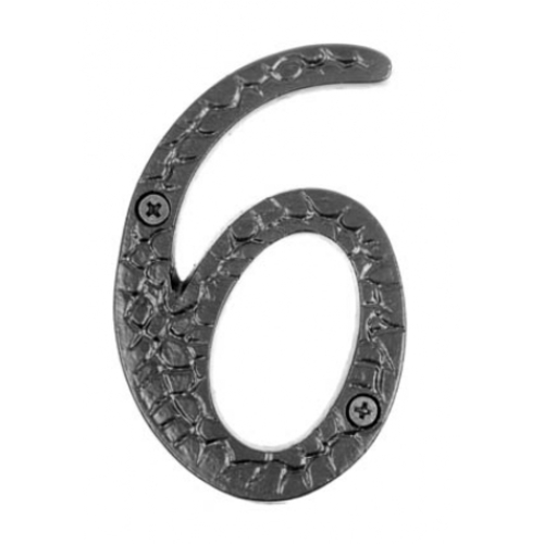 Acorn RN6BP 4" Rough Iron Address Number 6 - Black