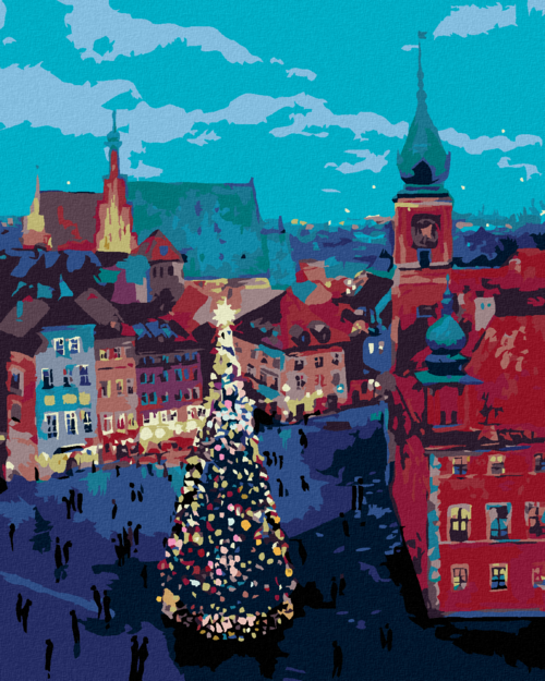 Paint by Numbers - CHRISTMAS TREE IN FRONT OF THE CASTLE IN WARSAW