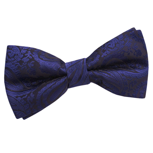 Paisley Pre-Tied Bow Tie - Navy Blue