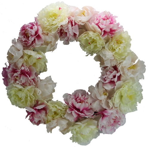 Admired by Nature ABN1W001-NTRL Artificial 24 in. Peony Wreath - Multi