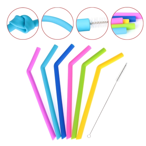 7PCS Reusable Drinking Straw Bend/Straight