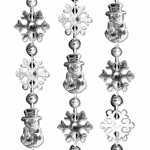 Blinkee 597110 Snowmen Snowflake Bead Necklace - Pack of 12