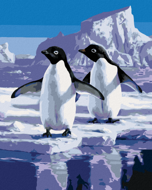 Zuty - Paint by Numbers - A COUPLE OF PENGUINS ON A GLACIER (ROBERT