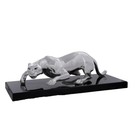 Silver Panther Statue (SIZE) 9.5 inch (COLOR) SILVER