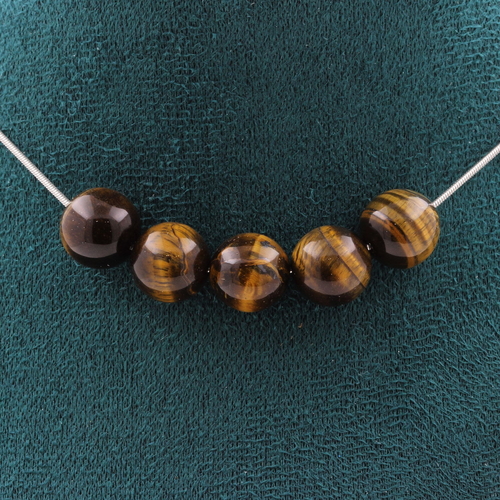 Tiger's Eye 10 mm 5 beads necklace