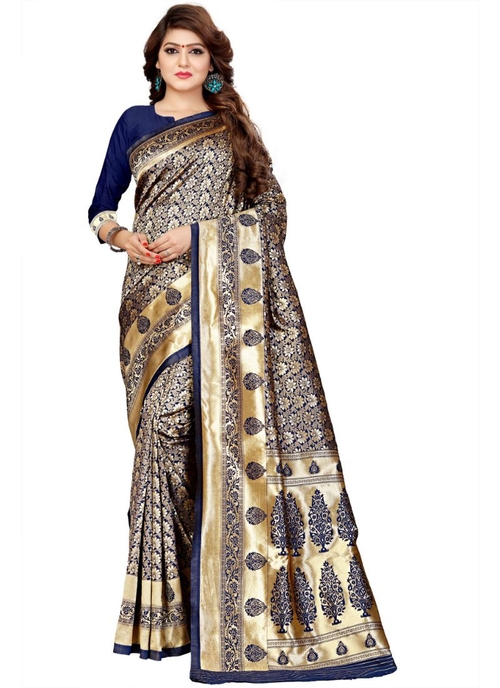 Generic Women's Jaqaurd Saree (Multi Color , 5-6