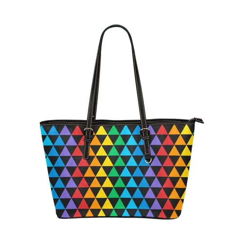 Large Leather Tote Shoulder Bag - Rainbow Triangles T686537