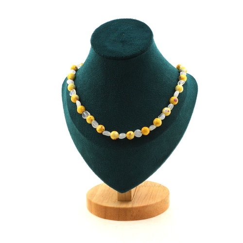 Moonstone + Yellow purple Jasper 8 mm beads necklace.