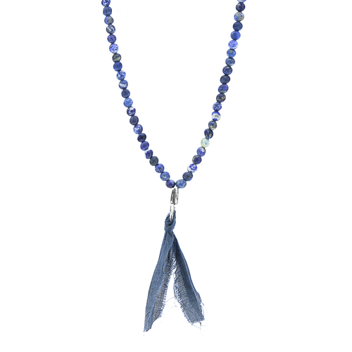 Sodalite Luke Silver, Stone and Cotton Voile Necklace x Bracelet