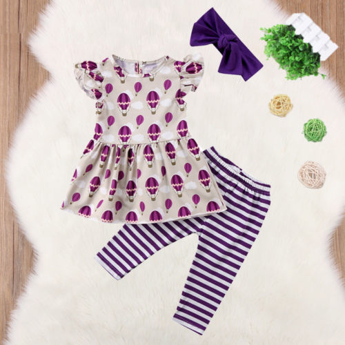 3Pcs Toddler Kids Baby Girls Clothes Outfits T