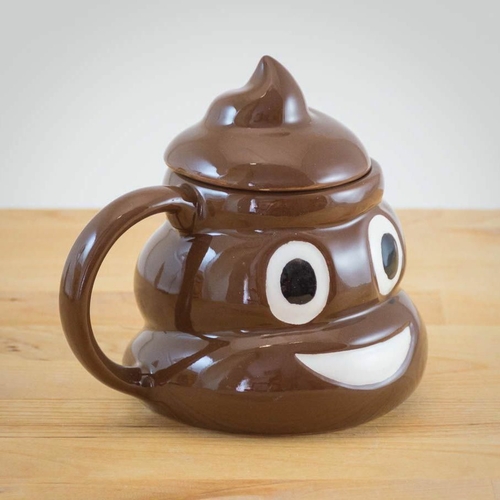 Poop Emoji Mug With Swirly Handgrip Lid