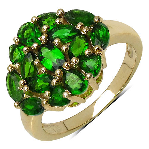 14K Yellow Gold Plated 1.60 Carat Genuine Chrome Diopside .925