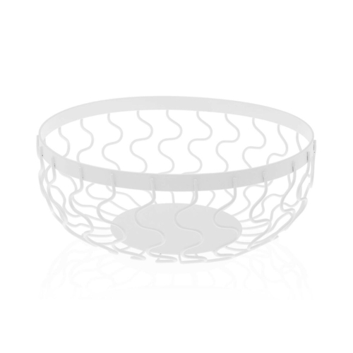 Fruit Bowl Versa White Steel (24 x 10 x 24 cm)