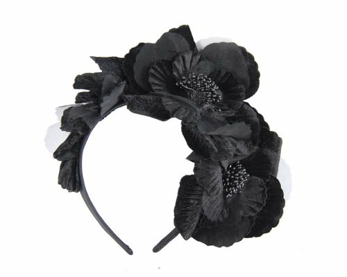 Black Flower Fascinator Headband