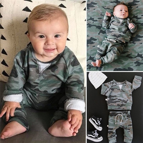 Pudcoco Camouflage Toddler Baby Girl Boy Autumn